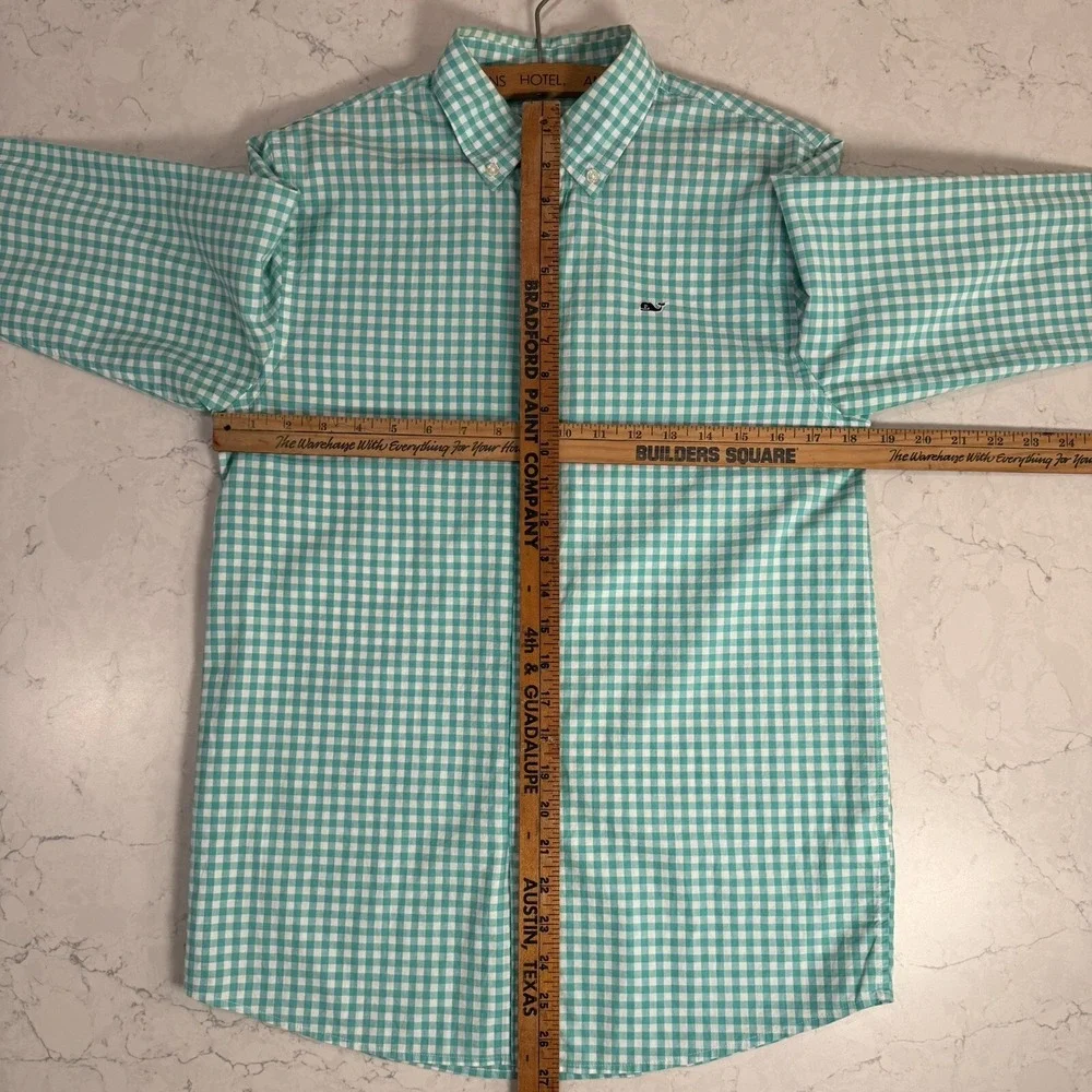 Vineyard Vines‎ Whale Shirt Long Sleeve Button Blue Gingham Boy's Size L or 16